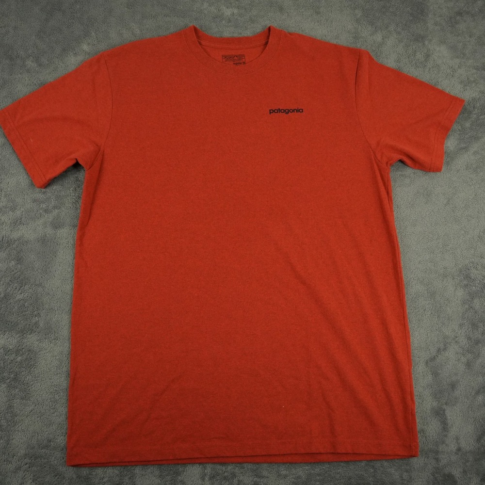Patagonia P-6 Logo Responsibili-Tee Shirt Mens L Rust Red Short Sleeve Outdoor
